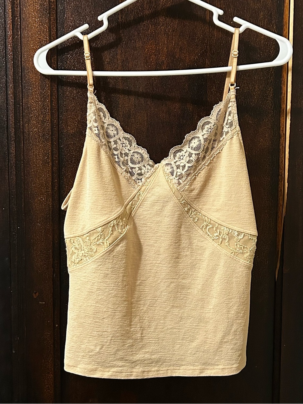 Bisou Bisou Lace Trim Beige Cami